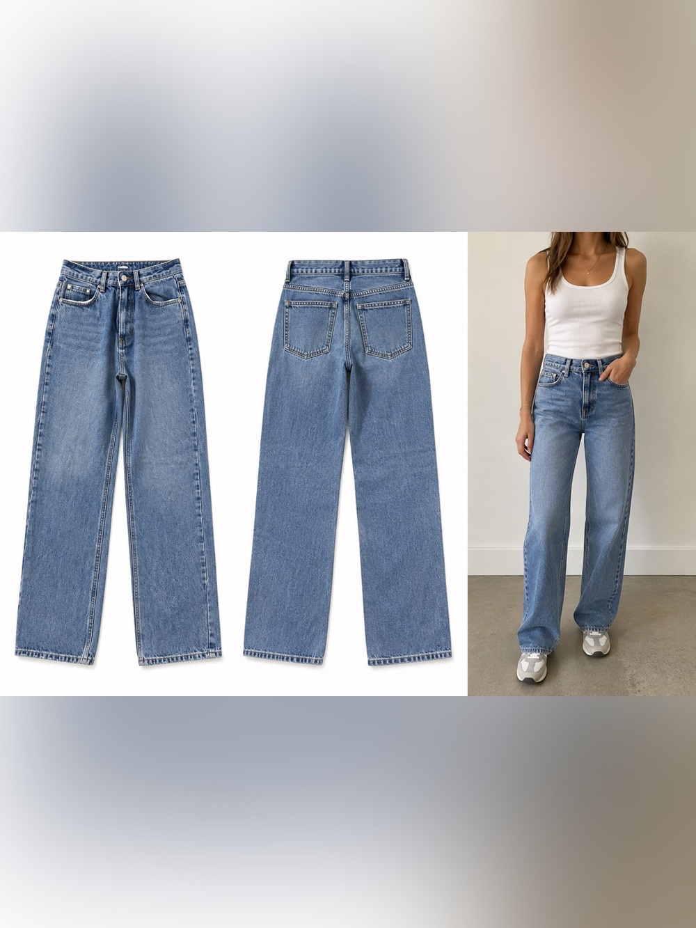 SHEIN Light Blue High-Rise Straight Leg Jeans